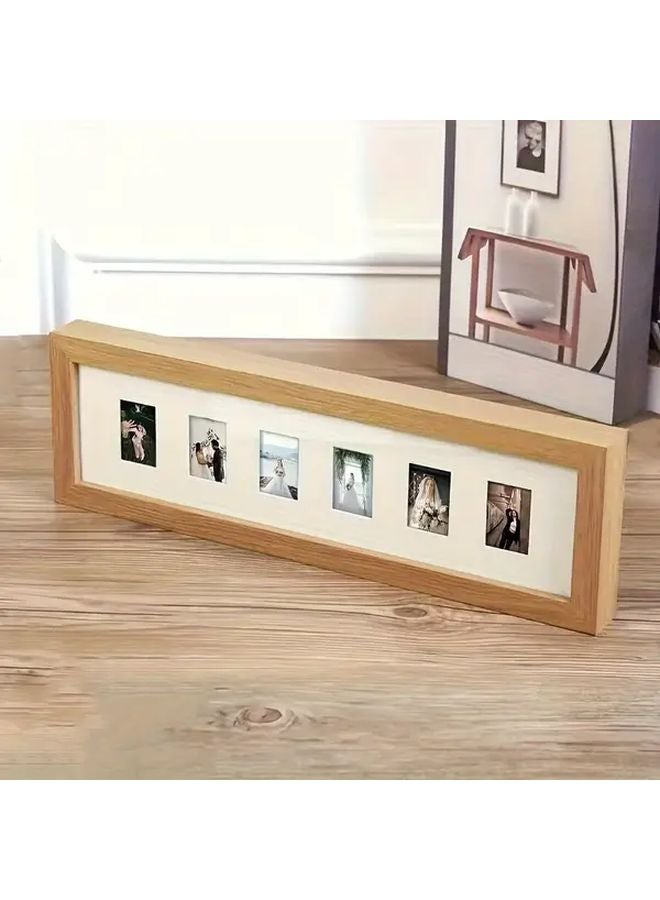 إطار صور خشبي مع 10 فتحات لصور مقاس 2 بوصة، ديكور منزلي لحفلات الزفاف وعرض الذكريات - Image 1